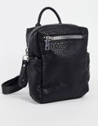 Asos Design Black Grainy Backpack With Chunky Zips