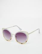 Asos Metal Sandwich Kitten Sunglasses - Lilac