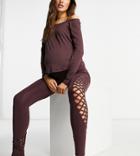 Asos 4505 Maternity Legging With Macrame Detail-red