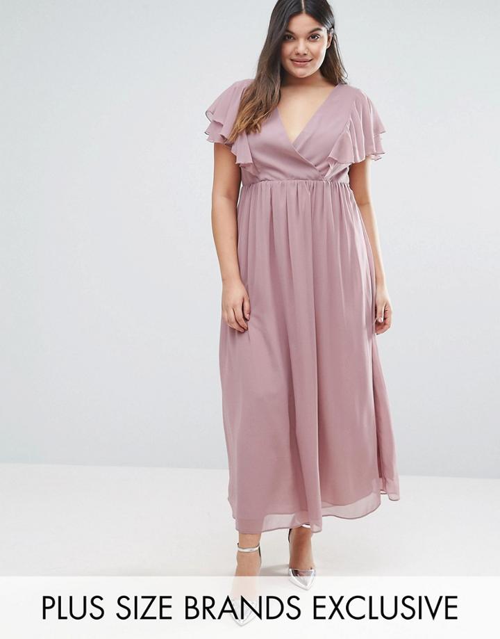 Truly You Frill Detail Chiffon Midi Dress - Gray