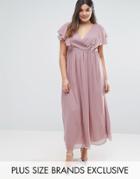 Truly You Frill Detail Chiffon Midi Dress - Gray