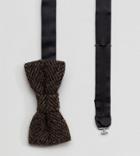 Heart & Dagger Bow Tie In Harris Tweed In Herringbone - Brown