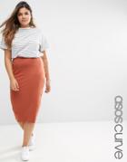 Asos Curve Midi Pencil Skirt In Jersey - Ginger
