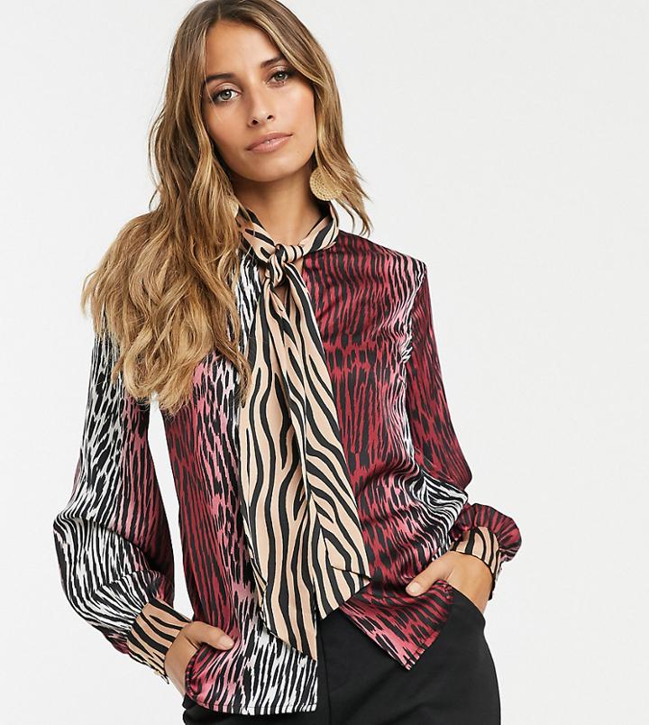 Y.a.s Mixed Animal Printed Blouse With Pussy Bow