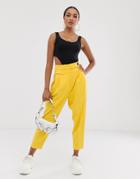 Asos Design Dad Pants In Bright Yellow Pop - Yellow