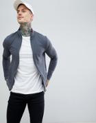 Asos Design Muscle Jersey Track Jacket In Charcoal Marl - Gray