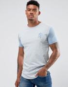 Gym King Muscle T-shirt In White With Blue Sleeves - White