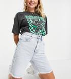 Reclaimed Vintage Inspired 90's Long Line Dad Denim Short In Bleach-blues