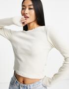 Vero Moda Frsh Long Sleeve Crop Top In Cream-white
