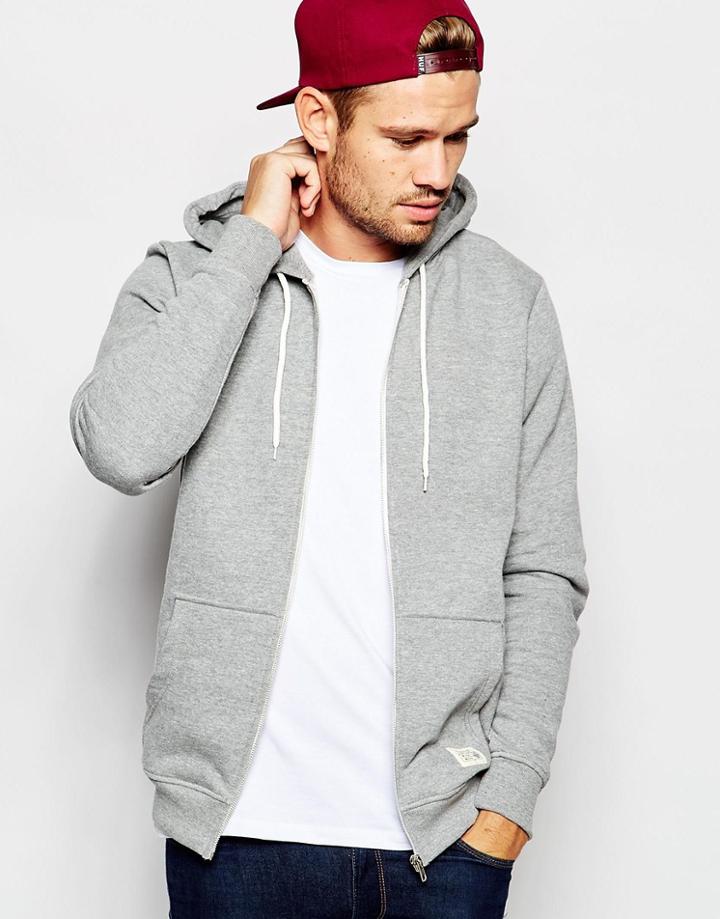 Blend Zipthru Hoodie Core In Gray Melange - Zink Mix
