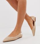 Asos Design Wide Fit Virtue D'orsay Pointed Ballet Flats In Croc