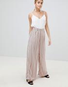 Prettylittlething Striped Wide Leg Pants - Pink
