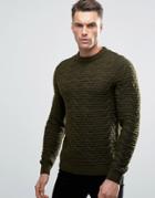 Threadbare Chunky Cable Knit Sweater - Green