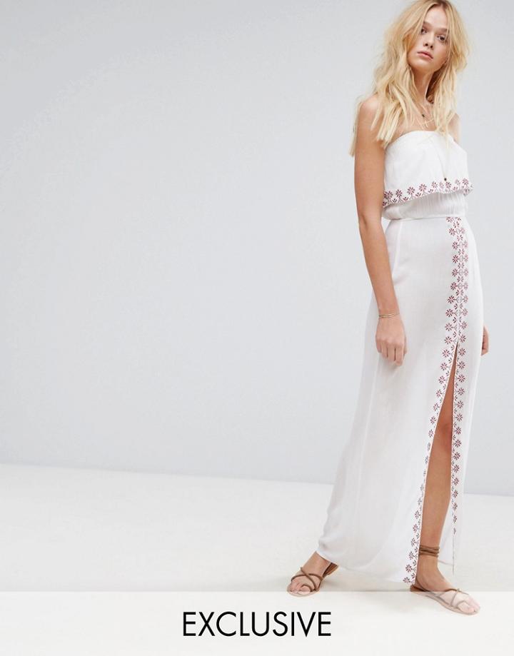 Akasa Embroidered Off The Shoulder Maxi Beach Dress - Multi