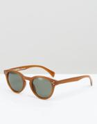 Pull & Bear Retro Sunglasses In Brown - Brown