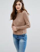 Only Sacramento Cropped Knit Sweater - Beige