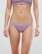 Asos Mix And Match Deep Band Brazilian Bikini Bottom In Rib - Purple