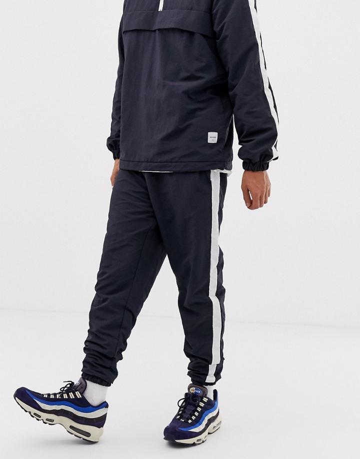 Only & Sons Nylon Track Pant With Side Stripe - Navy