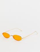 Public Desire Mini Oval Sunglasses In Neon Orange