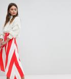 Boohoo Striped Asymmetric Midi Skirt - Multi