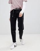 Pull & Bear Freyed Hem 2 Tone Black Mom Jean - Multi