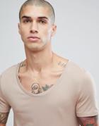 Asos Design Muscle Fit T-shirt With Scoop Neck - Beige