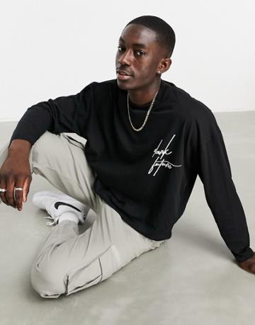 Asos Dark Future Oversized Long Sleeve T-shirt In Black