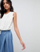 Moon River Frill Detail Shell Top - White