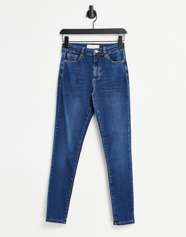 Topshop Leigh Jeans In Indigo-blues