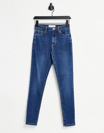 Topshop Leigh Jeans In Indigo-blues