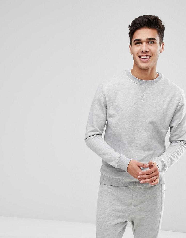 Stradivarius Crew Neck Sweatshirt In Gray - Black