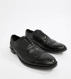 Asos Design Brogue Shoes In Black Leather - Black