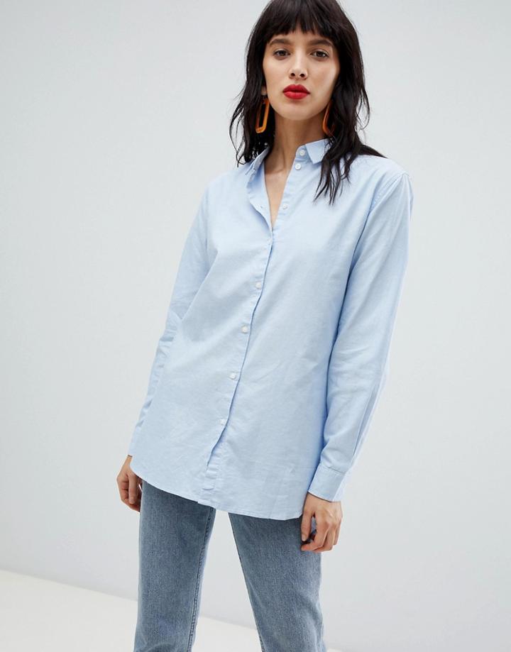 Pieces Cotton Shirt - Blue