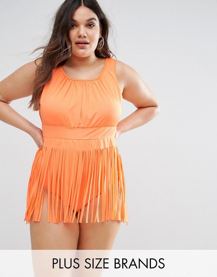 Monif C Fringed Swimsuit - Orange