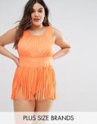 Monif C Fringed Swimsuit - Orange