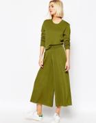 Weekday Crop Knit Pant Co-ord With Pocket Detail - Khaki