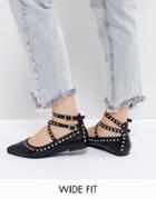 Asos Livewire Wide Fit Studded Ballet Flats - Black