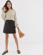 Moon River Faux Leather Skirt-brown