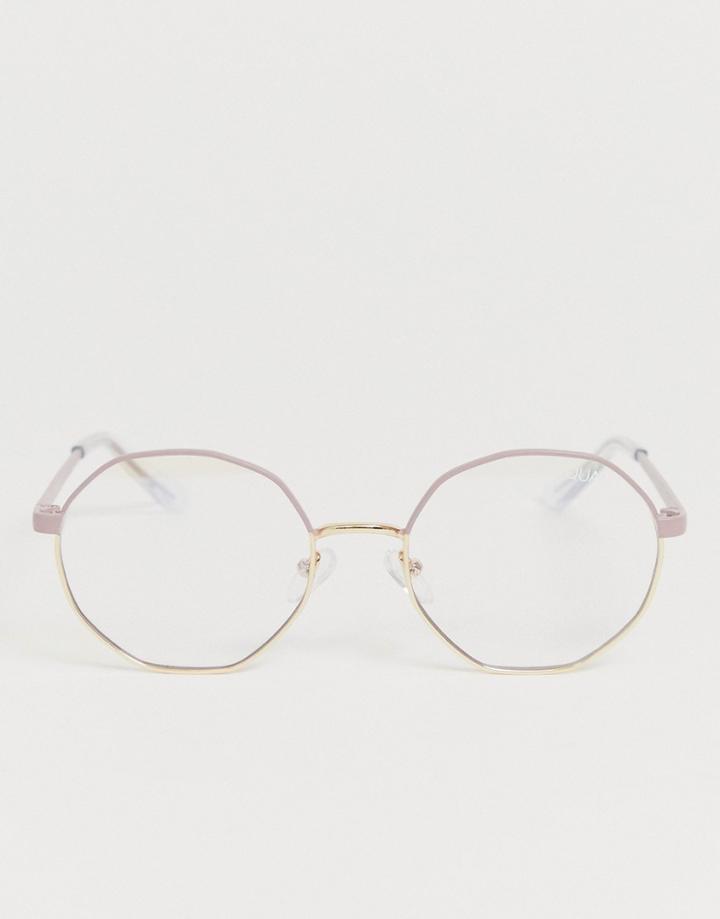 Quay Australia Eclectic Round Blue Light Lens Glasses In Pink - Pink