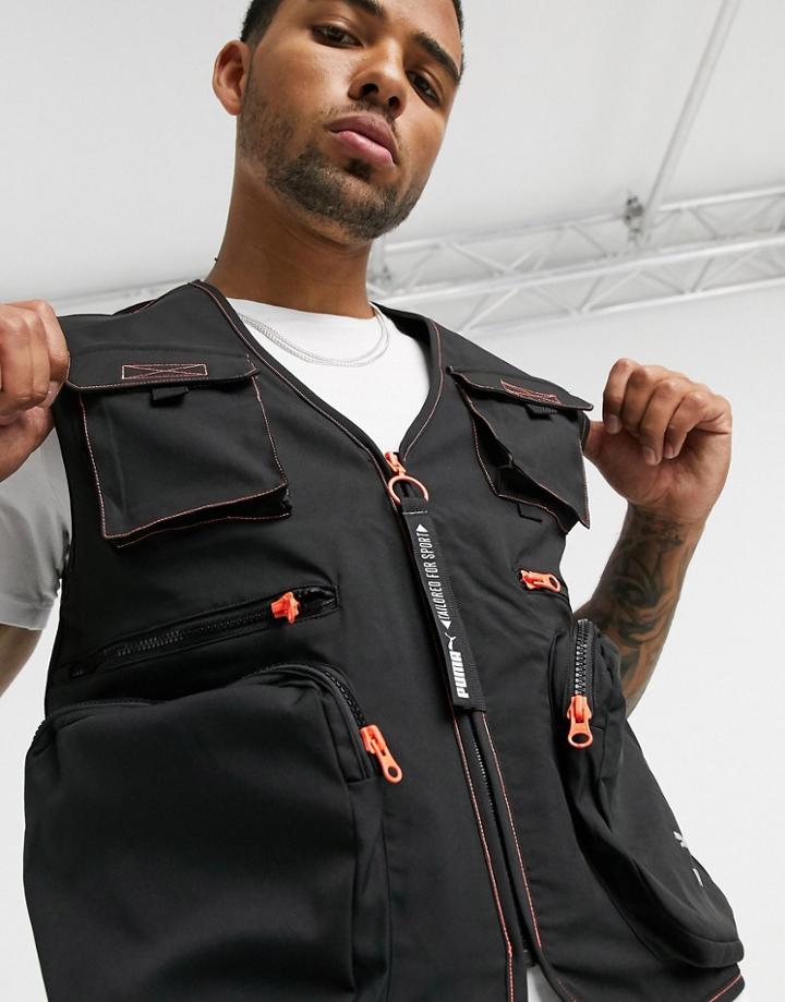 Puma Tfs Industrial Woven Tank Top In Puma Black