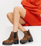 New Look Chunky Flat Boot In Leopard-stone