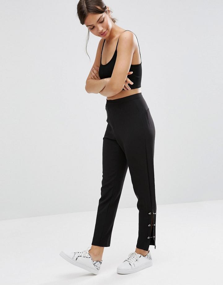 Daisy Street Pants With Ankle Detail - Black