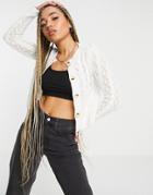 Missguided Pointelle Cardigan In White - Part Of A Set