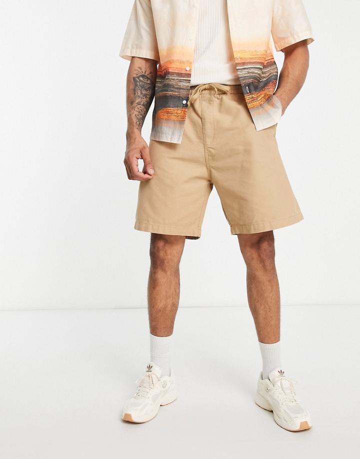 Bershka Chino Shorts In Ecru-white