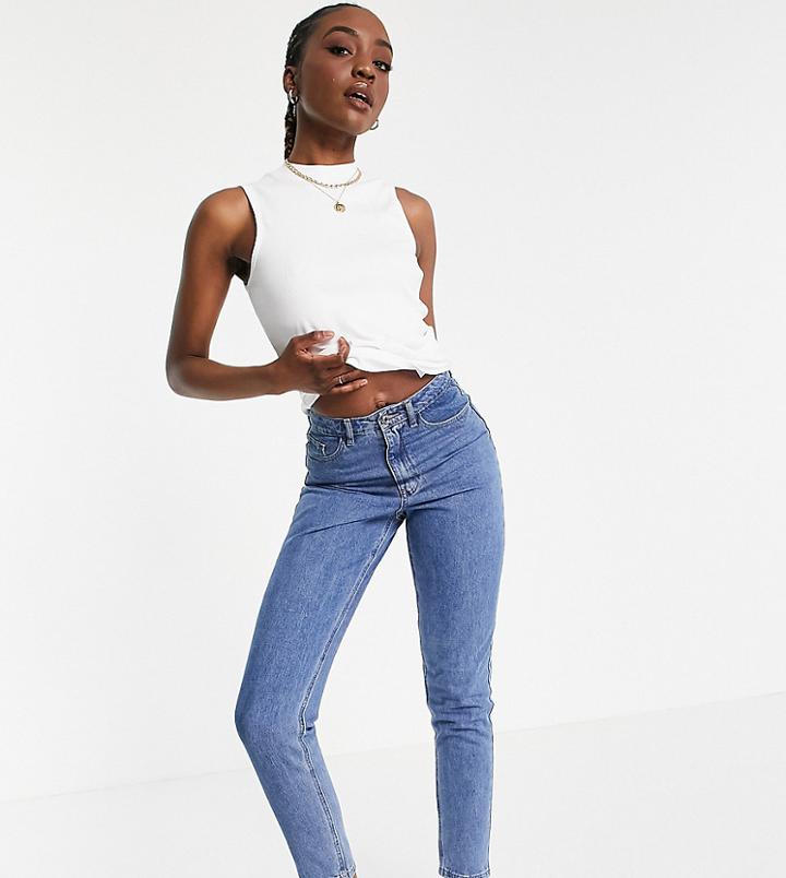 Threadbare Tall Ribbed High Neck Crop Top In White