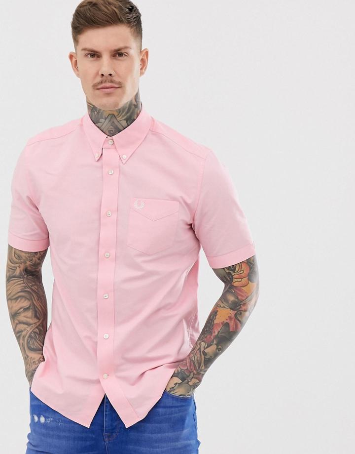Fred Perry Short Sleeve Oxford Shirt In Pink - Pink