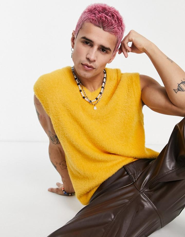 Devil's Advocate V Neck Brushed Sweater-yellow