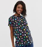 Asos Design Maternity Boxy T-shirt In Bright Spot - Black