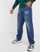 Asos Design Ultra Baggy Jeans In Dark Blue 90's Wash