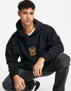 Good For Nothing Oversized Hoodie In Black With Crest Print